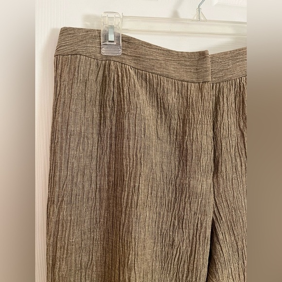 Lafayette 148 Crinkle Champagne Straight Leg Pants Size 14 - Picture 2 of 6